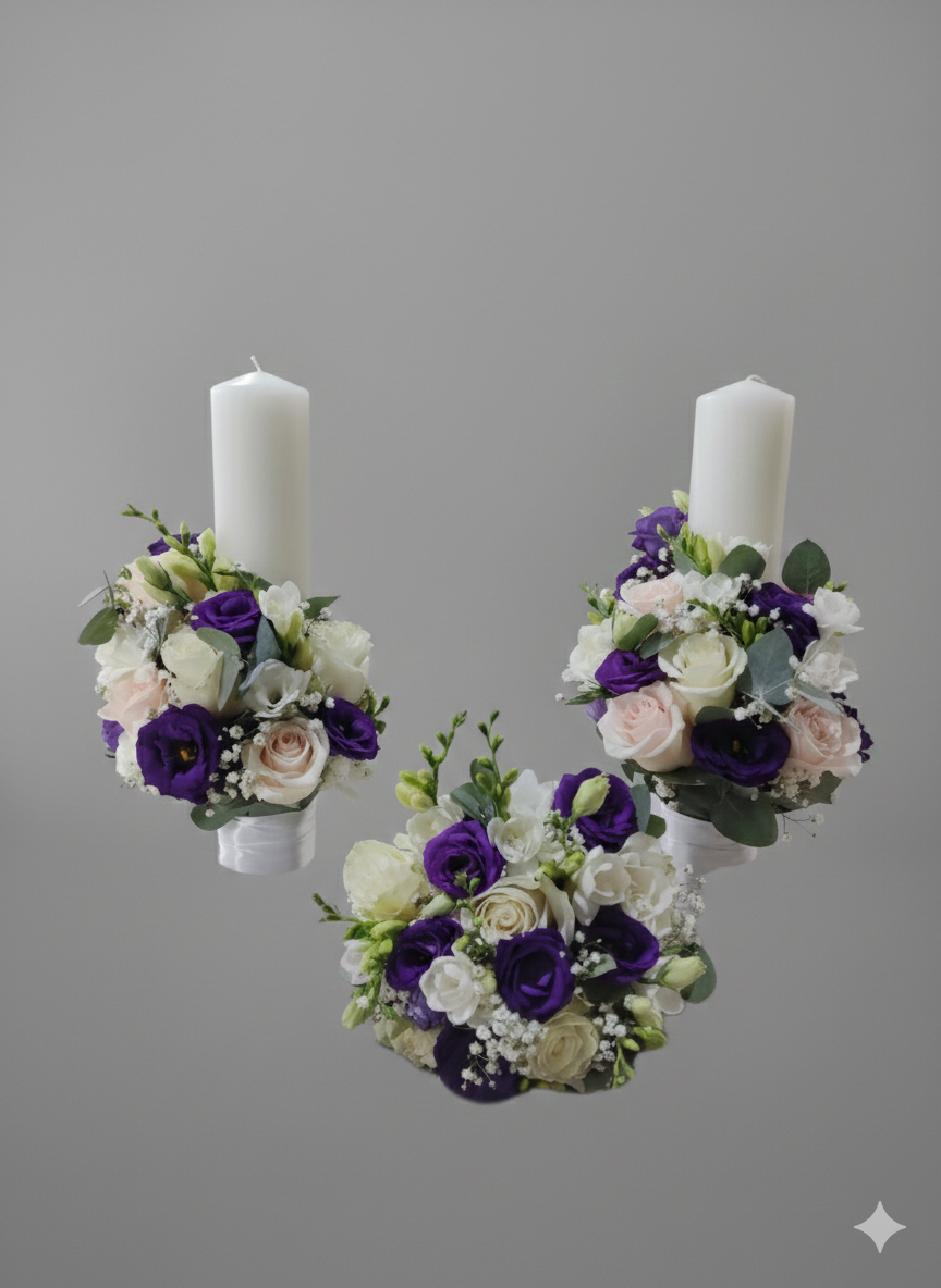 Lumânări de nunta + buchet de cununie